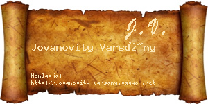 Jovanovity Varsány névjegykártya